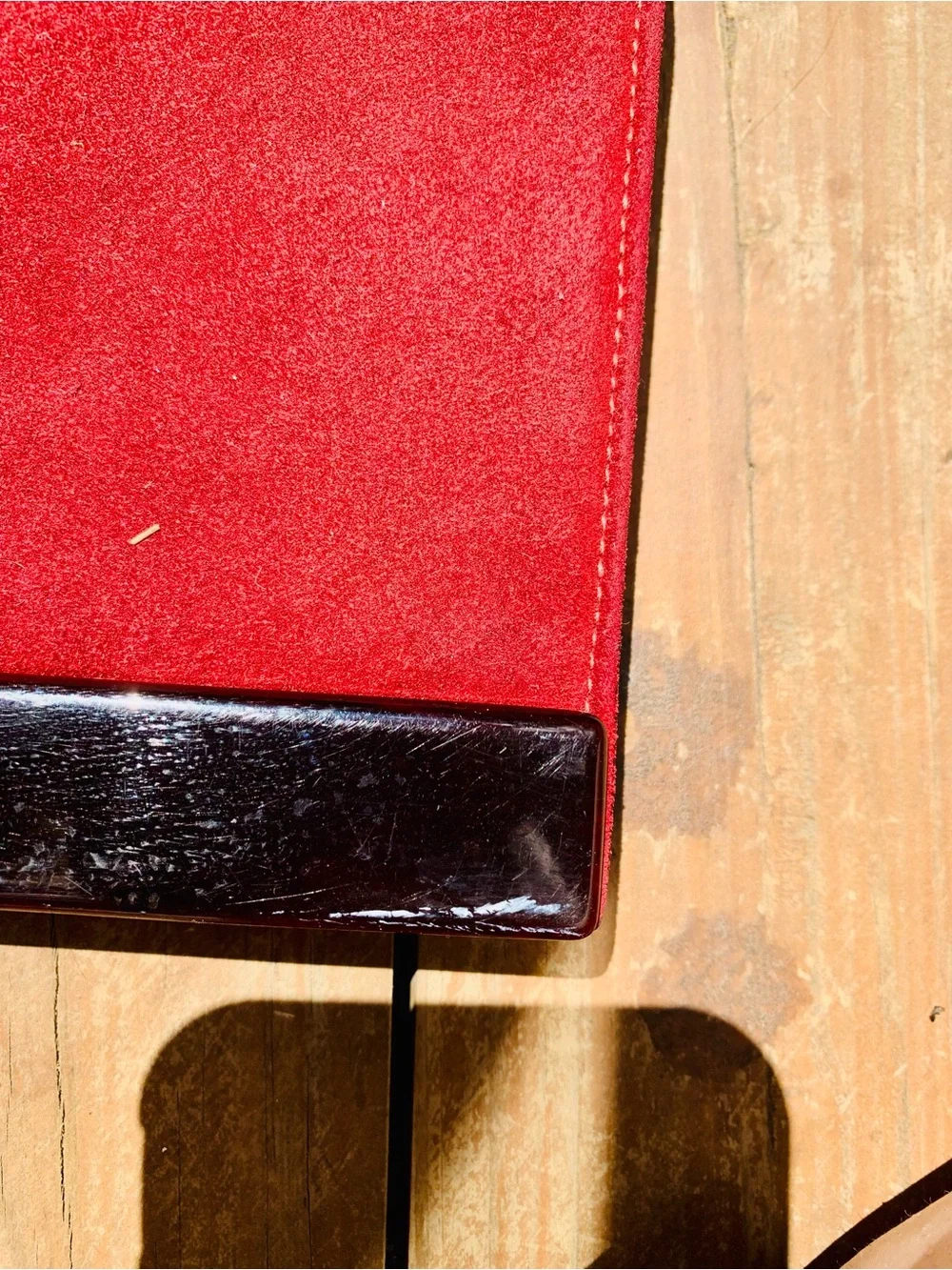 Red Suede Crossbody Bag with Gloss Accent